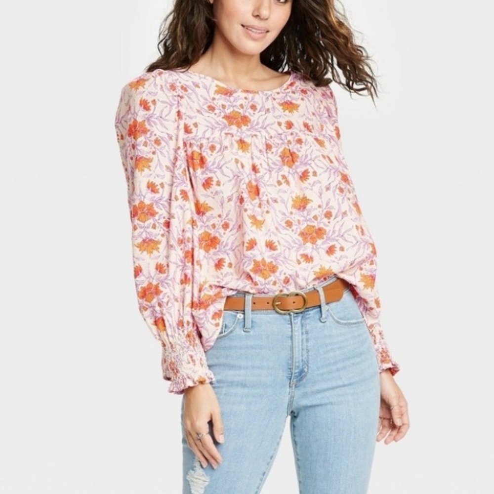 Universal Thread Women's Floral Print Balloon Long Sleeve Blouse‎